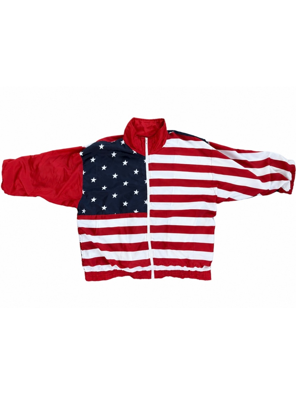 Mens' Red White & Blue Flag-Inspired Lightweight Jacket 22W . vintage oversize
